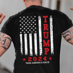 Trump 2024 American Flag Vintage Shirt | Donald Trump Homage Shirt | Donald Trump Fan Tees | Personalized Custom Trump Front & Back Shirt C984 - GOP