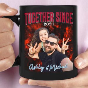 Together Since - Personalized Custom Photo Couple Black Mug - Gift For Couple, Husband Wife, Anniversary, Engagement, Wedding, Valentines Day C878