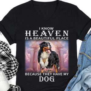 Heaven Is A Beautiful Place - Live Preview Custom Your Pets Memorial Tee - Personalized Photo Dog Cat Shirt C871