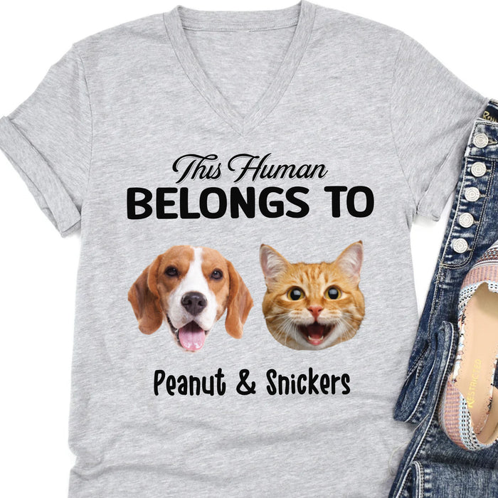Human Belongs To Dog Cat Personalized Custom Photo Shirt C784
