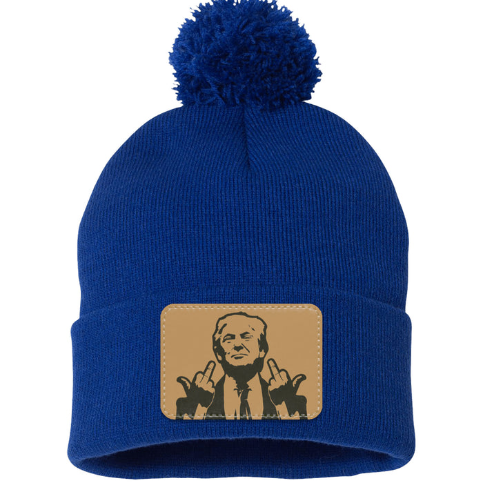 Trump Middle Finger Hat | Donald Trump Homage Hat | Donald Trump Fan Rectangle Leather Patch Hat C996 - GOP