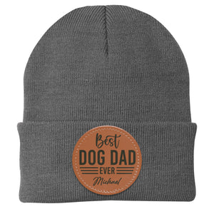 Custom Patch Hat, Best Dog Dad Ever, Personalized Gift For Dad Mom, Circle Leather Patch Hat C822