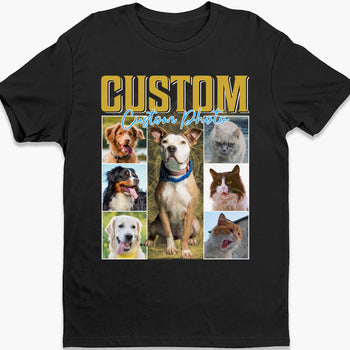 Live Preview Custom Your Pets Tee, Portrait Bootleg shirt, Personalized with Your Own Dog or Cat Photo C853