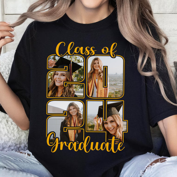 Class of 2024 Graduate - Live Preview Custom Graduation Tee - Personalized Photo Graduation Shirt C884