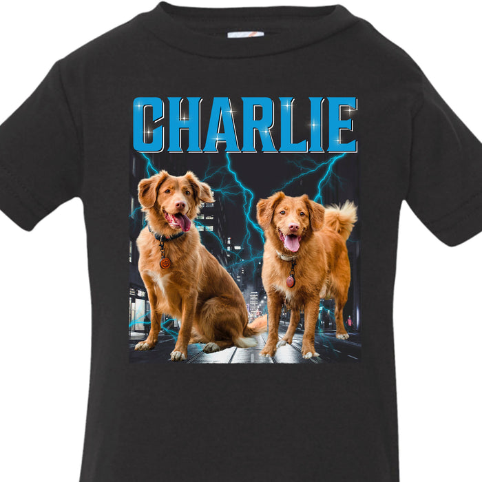 Custom Your Pets Tee, Retro Vintage Pet Portrait Kid Size Shirt, Personalized with Your Own Dog or Cat Photo C775