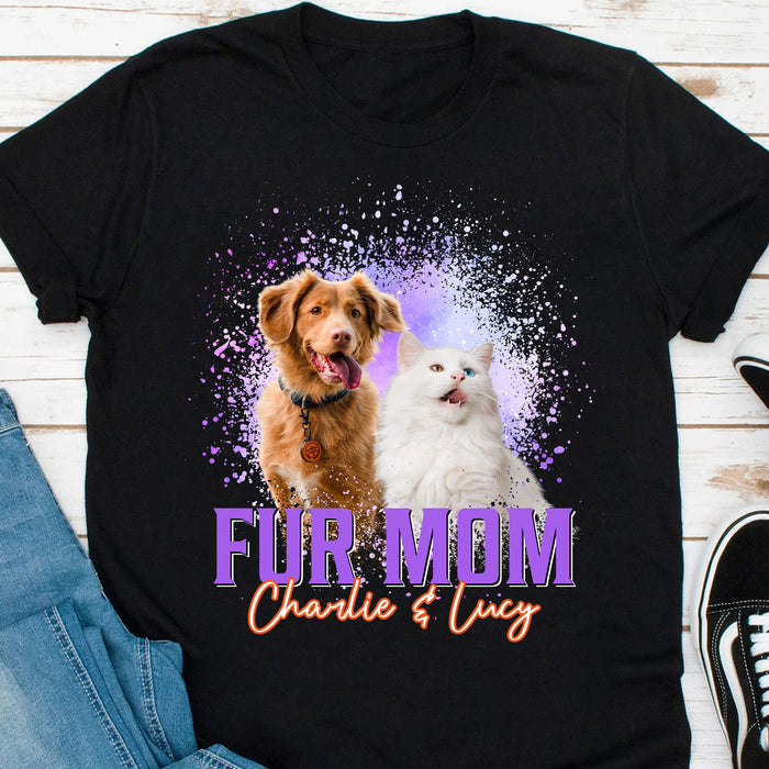 Custom Space Galaxy Pet Portrait Photo Tee, Personalized with Your Own Dog or Cat Photo Shirt C791