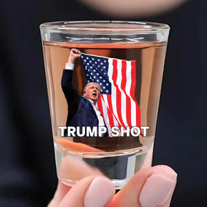 Donald Trump Shot Glass 1.5 oz | Assassination Picture & Fist Pump Shot Glass | Trump 47th President Print Shot Glasses M1767 - GOP