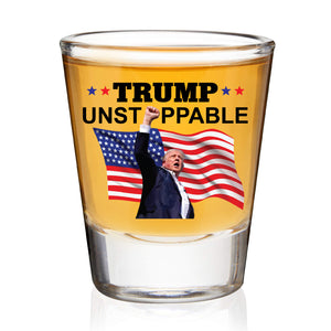 Trump Shot 2024 Unstoppable Shot Glass 1.5 oz | Assassination Picture & Fist Pump Shot Glass | Trump 47th President Print Shot Glasses M1769 - GOP