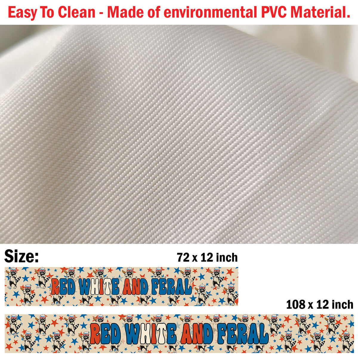 Red White And Feral Table Runner | Funny Raccoon Patriotic Independence Day | 4th Of July Table Runner For Kitchen 682361