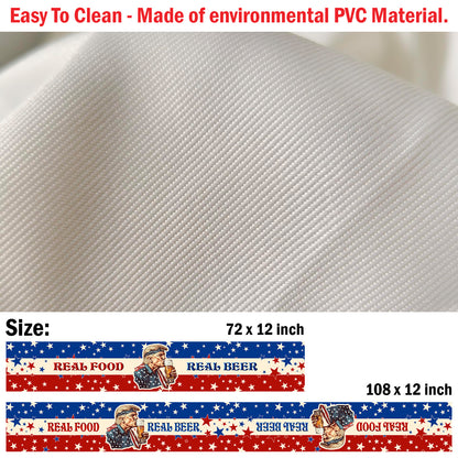 Real Food Real Beer Table Runner | Trump Retro Kissing Beer 4th Of July | Independence Day Table Runner For Kitchen 682330 - GOP