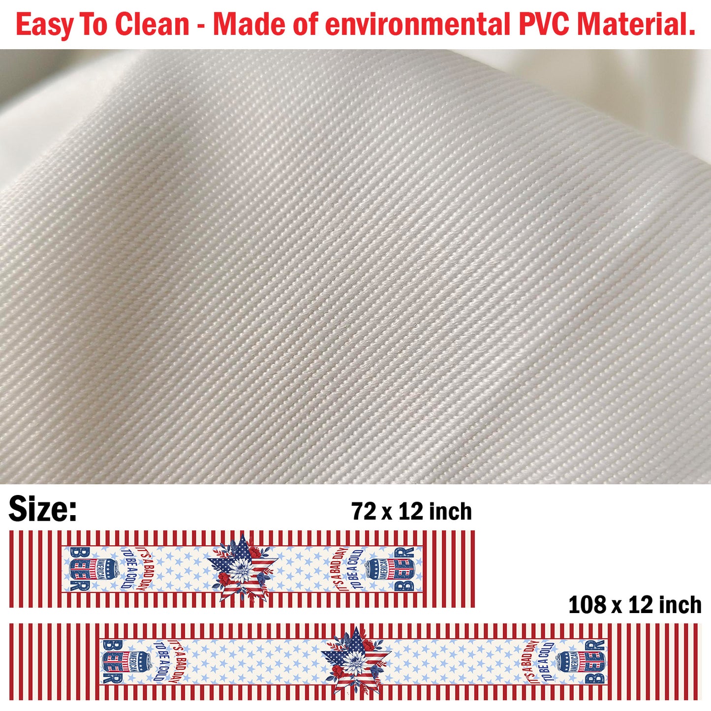 It's A Bad Day To Be A Cold Beer Table Runner | Patriotic US Flag | 4th Of July Table Runner For Kitchen 682368