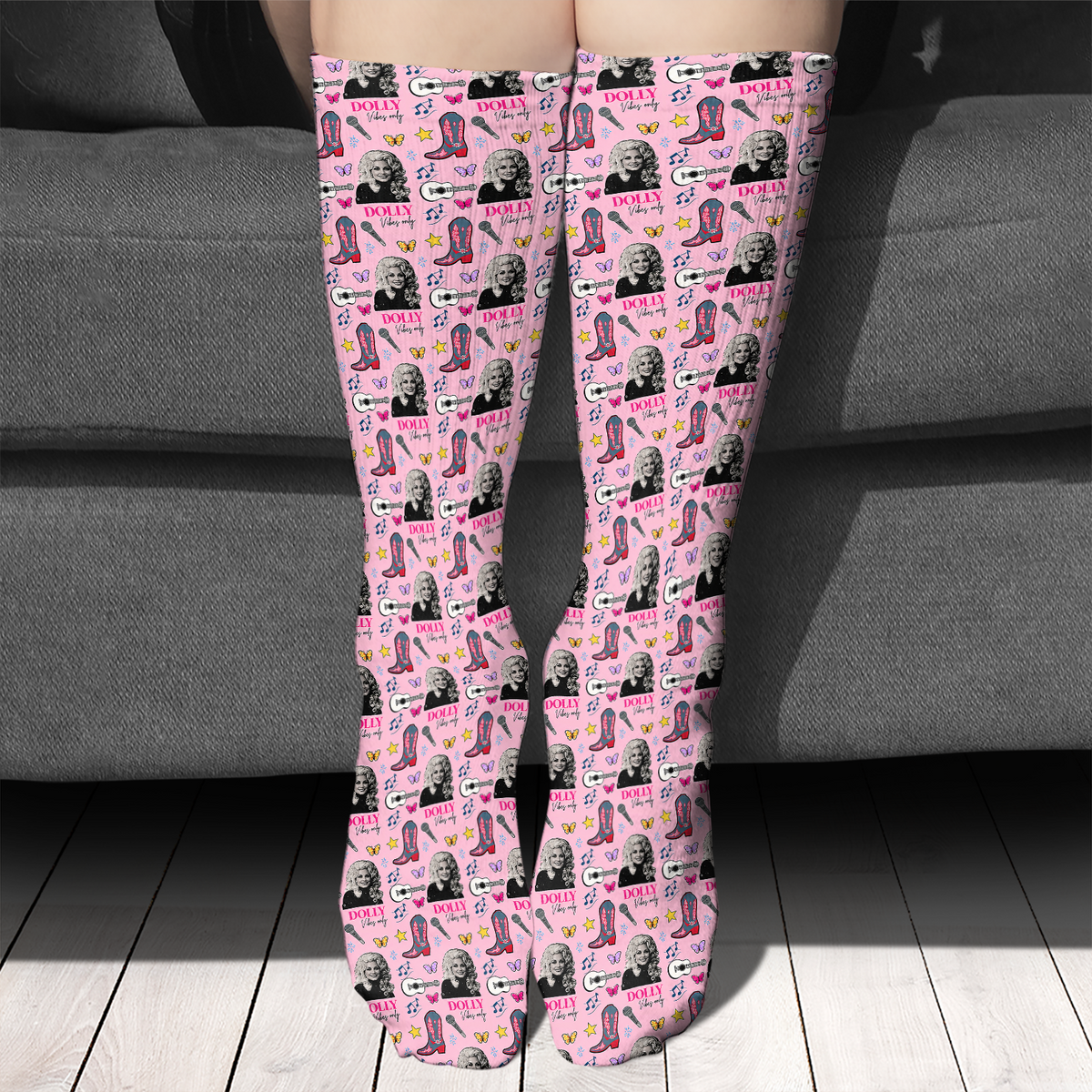 Dolly Parton Memorial Socks, Pink Country Music Knee High Socks, Western Cowgirl Dolly Fan Gift 686284