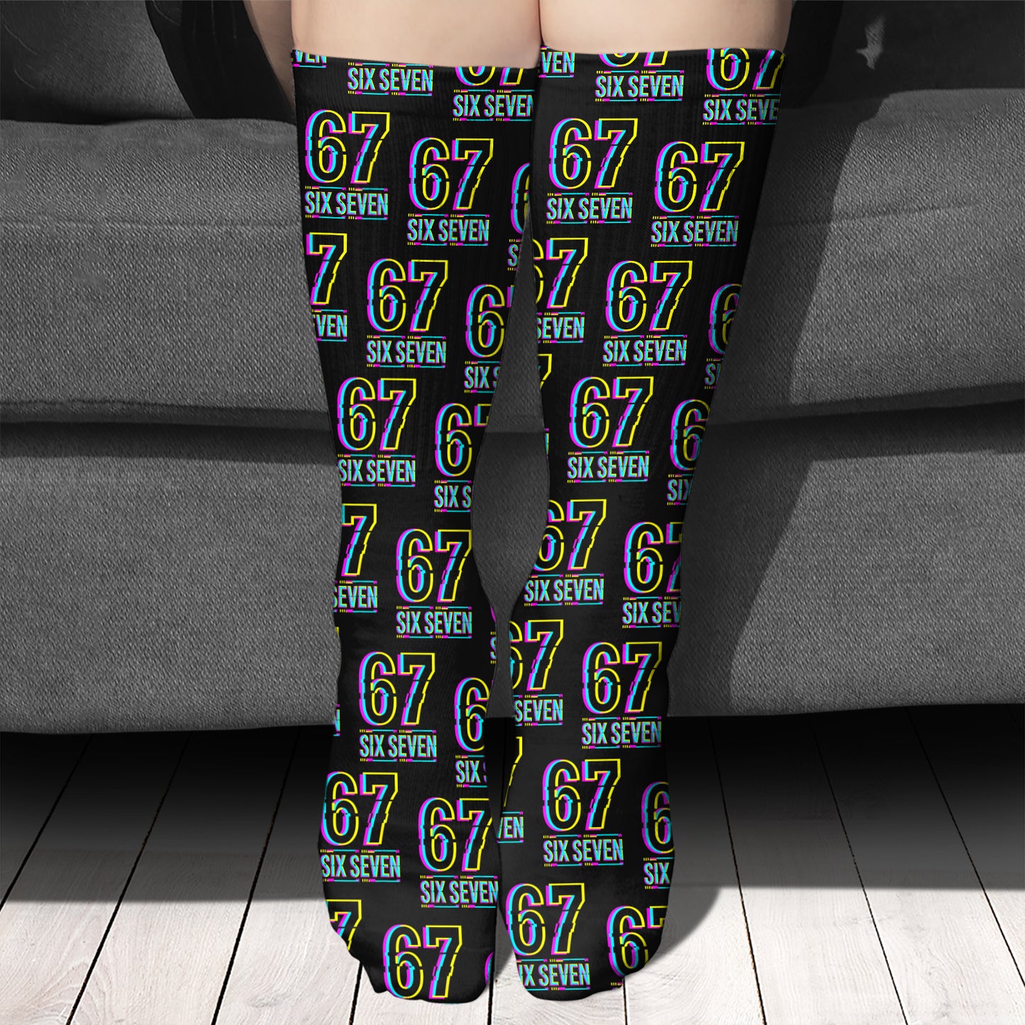 Six Seven Meme Christmas Socks | 6 7 Funny Gen Z Holiday Socks | Viral Teen Slang Christmas Gift 683684