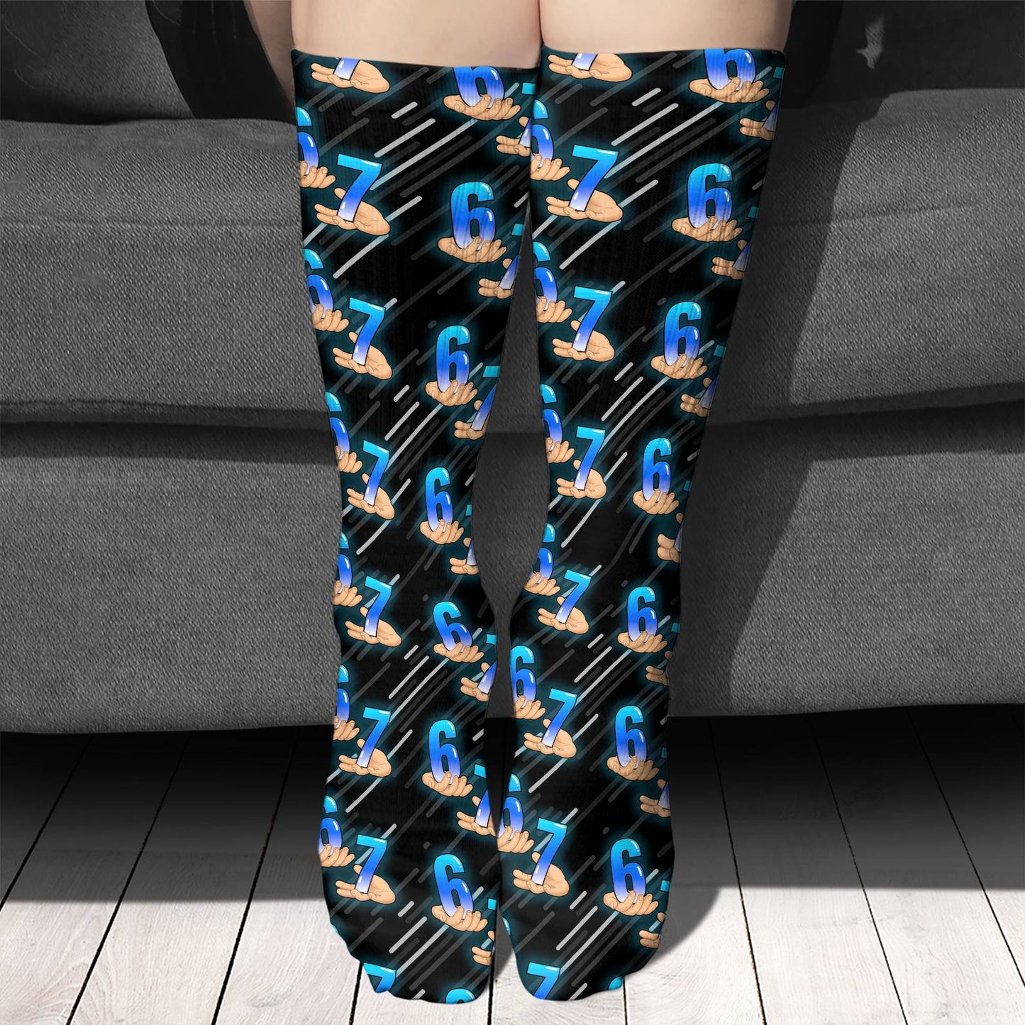 Trendy Six Seven Meme Socks | 6 7 Viral Meme Christmas Socks | Cozy Gen Z Winter Gift for Meme Lovers 683673