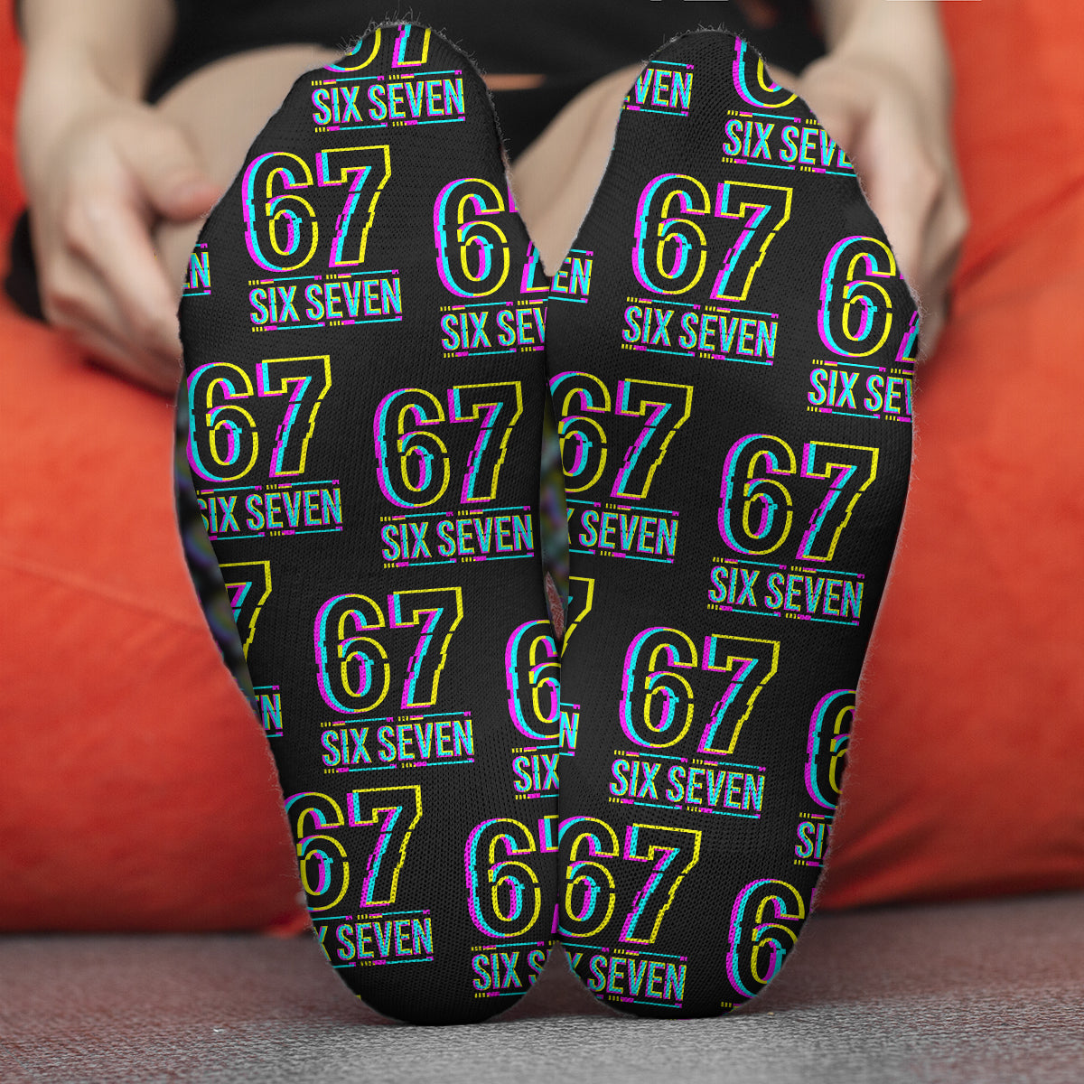 Six Seven Meme Christmas Socks | 6 7 Funny Gen Z Holiday Socks | Viral Teen Slang Christmas Gift 683684