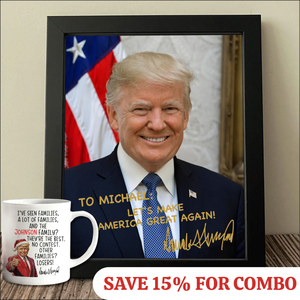 President Donald Trump Autographed Picture | Donald Trump Homage Picture | Donald Trump Fan Picture Frame C922 - GOP