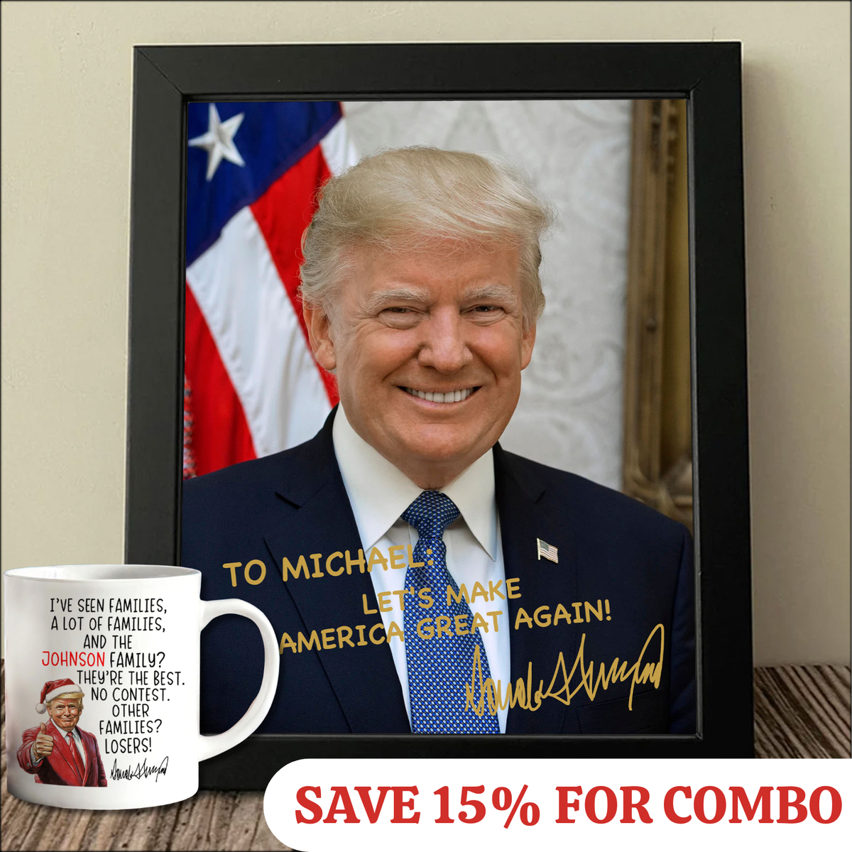 President Donald Trump Autographed Picture | Donald Trump Homage Picture | Donald Trump Fan Picture Frame C922 - GOP