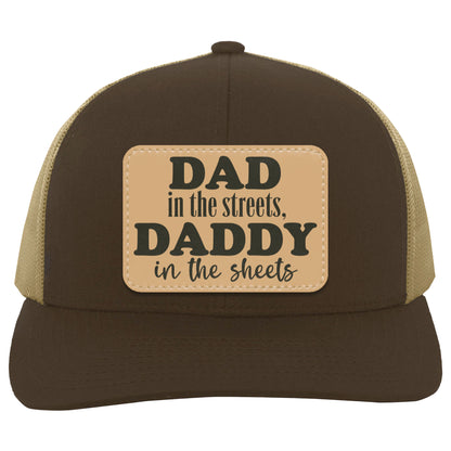Dad In The Streets, Daddy In The Sheets, Funny Rectangle Leather Patch Hat C824