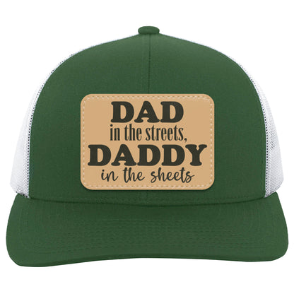 Dad In The Streets, Daddy In The Sheets, Funny Rectangle Leather Patch Hat C824