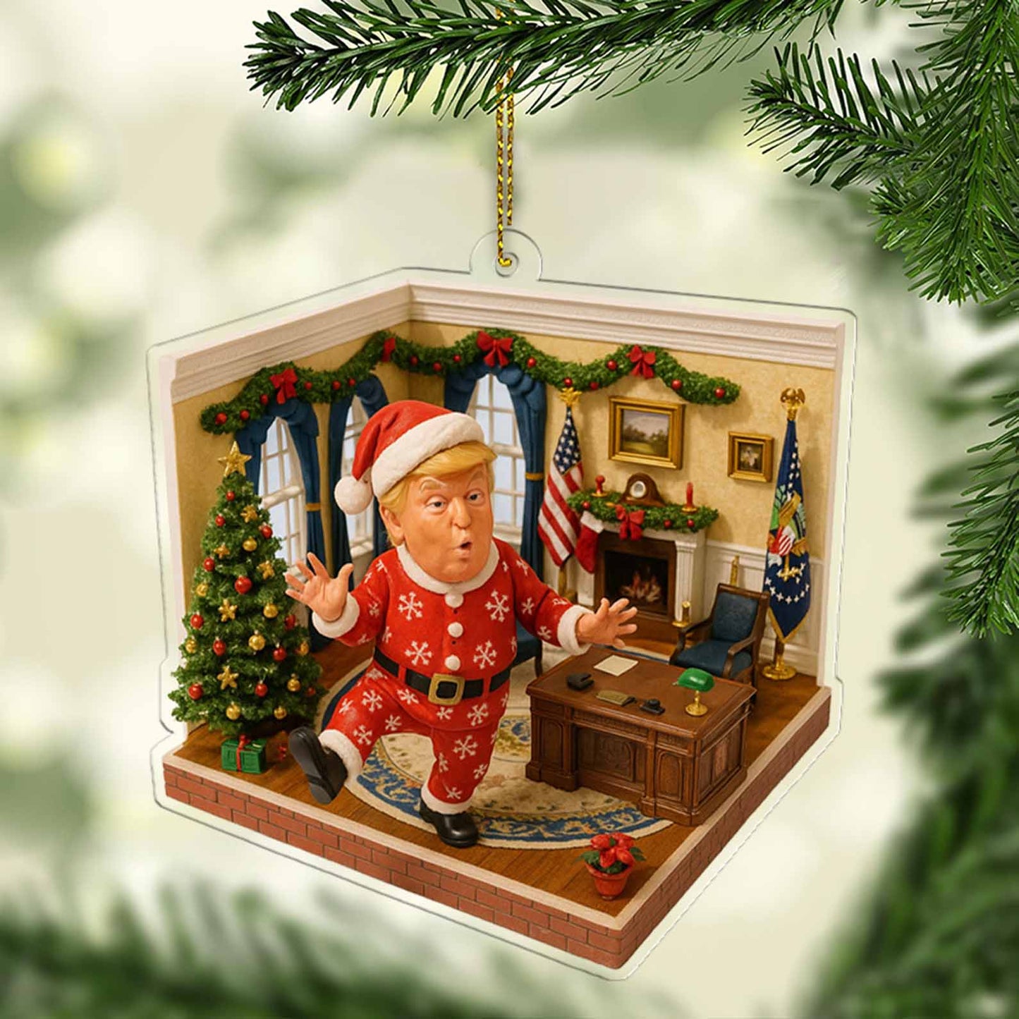Trump Santa in Oval Office 2D Acrylic Ornament, MAGA Ornament, Perfect for Car & Christmas Tree Decor 682665 - GOP