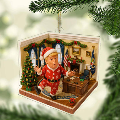 Trump Santa in Oval Office 2D Acrylic Ornament, MAGA Ornament, Perfect for Car & Christmas Tree Decor 682665 - GOP