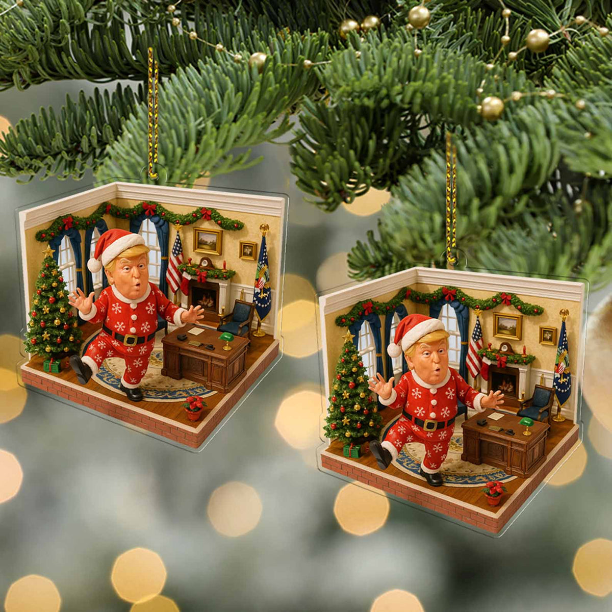 Trump Santa in Oval Office 2D Acrylic Ornament, MAGA Ornament, Perfect for Car & Christmas Tree Decor 682665 - GOP
