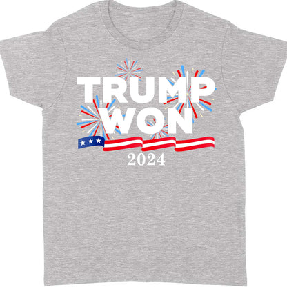 Trump Won Again Shirt, Trump 2024 Shirt, Republican Trump 47th President Shirt Dark T1720 - GOP