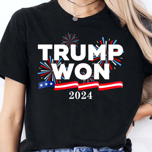 Trump Won Again Shirt, Trump 2024 Shirt, Republican Trump 47th President Shirt Dark T1720 - GOP