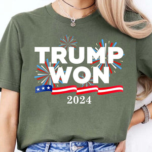 Trump Won Again Shirt, Trump 2024 Shirt, Republican Trump 47th President Shirt Dark T1720 - GOP