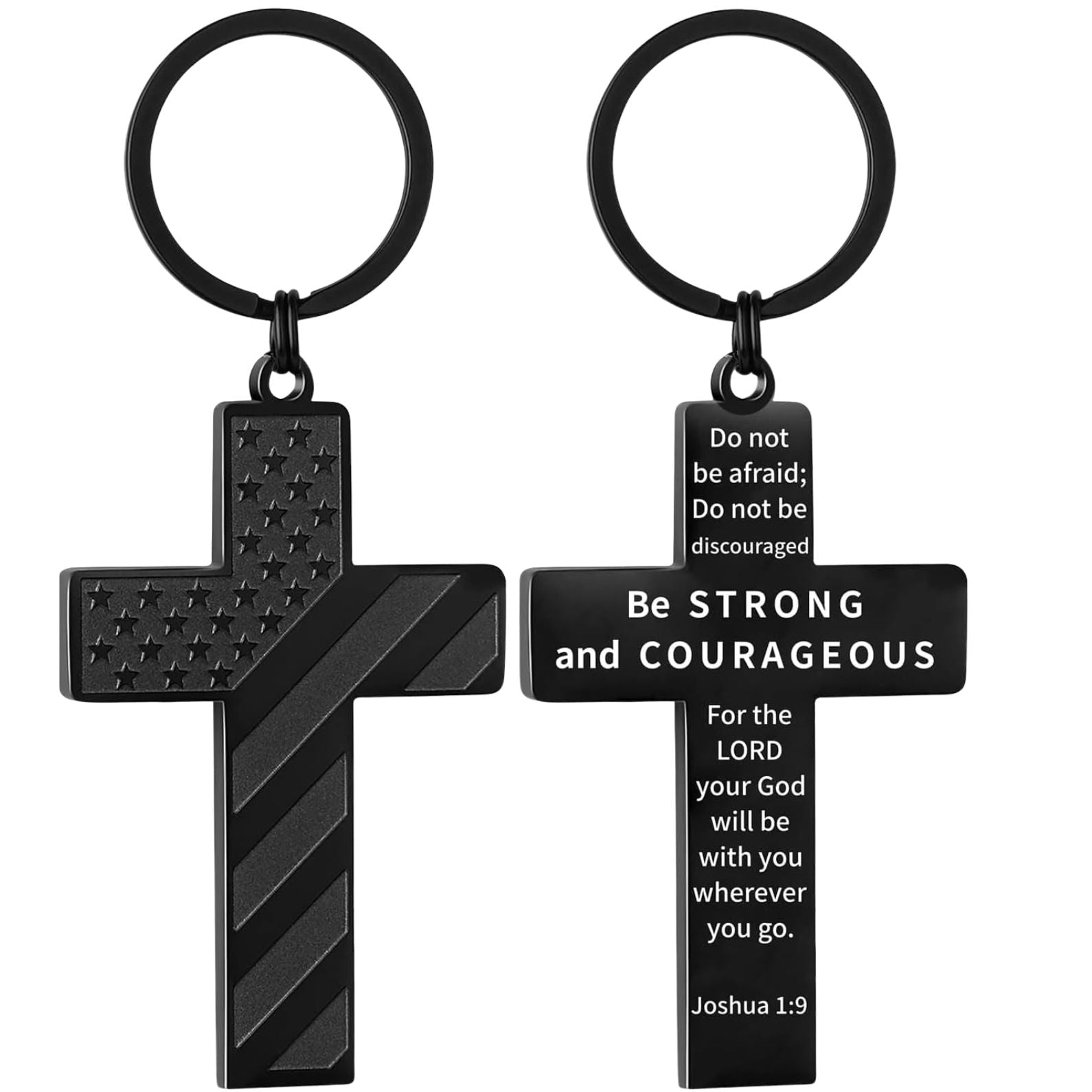 Custom Cross Keychain | American Flag Cross Nylon Bracelet For Men | Stocking Stuffers For Man 684049