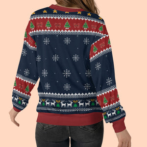 A Girl And Her Dog Christmas Ugly Sweater, Personalized Custom All-Over-Print Sweatshirt, Custom Photo Gift For Dog Moms 683449