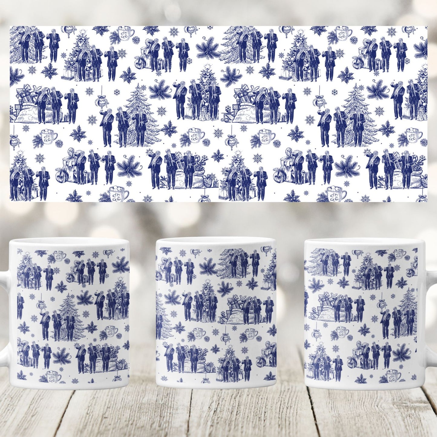 Funny Trump Dancing Toile De Jouy Mug, President Donald Trump Full Wrap White Mug, Republican Gift 683511 - GOP