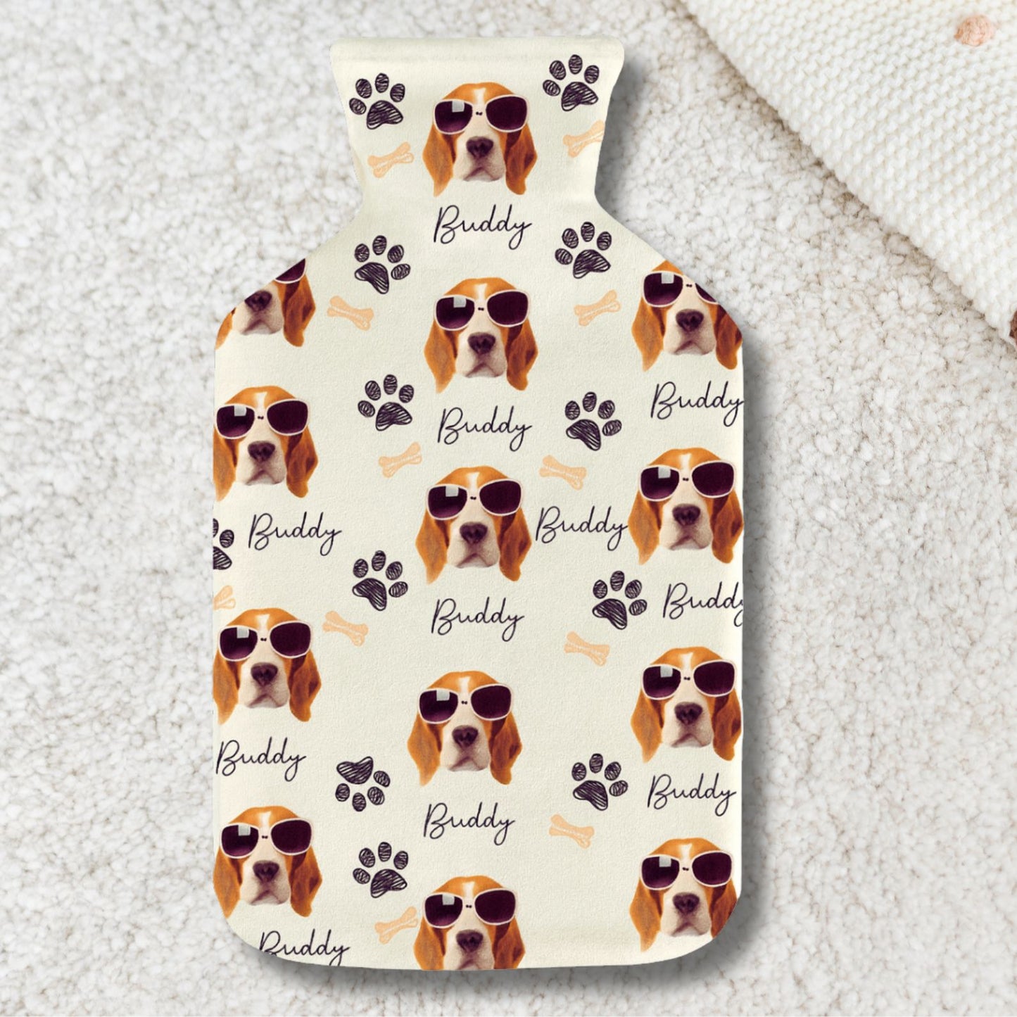 Custom Photo Plush Hot Water Bottle Cover, Personalized Plush Hot Water Bottle Cover, Gift For Dog Lovers, Cat Lovers 683824