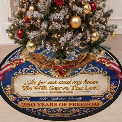 Personalized USA 250th Anniversary Tree Skirt, 250 Years of Freedom Patriotic Christmas Decor 685912