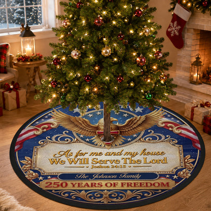 Personalized USA 250th Anniversary Tree Skirt, 250 Years of Freedom Patriotic Christmas Decor 685912