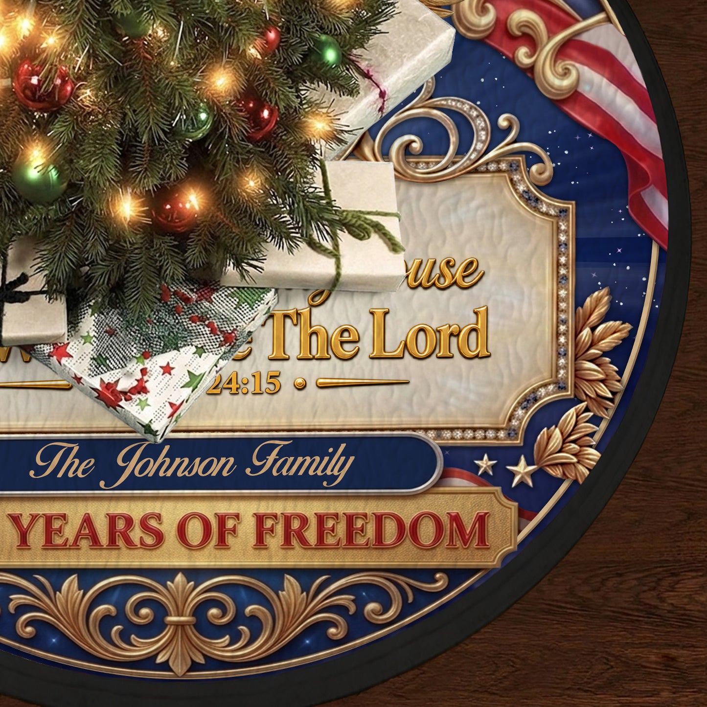 Personalized USA 250th Anniversary Tree Skirt, 250 Years of Freedom Patriotic Christmas Decor 685912