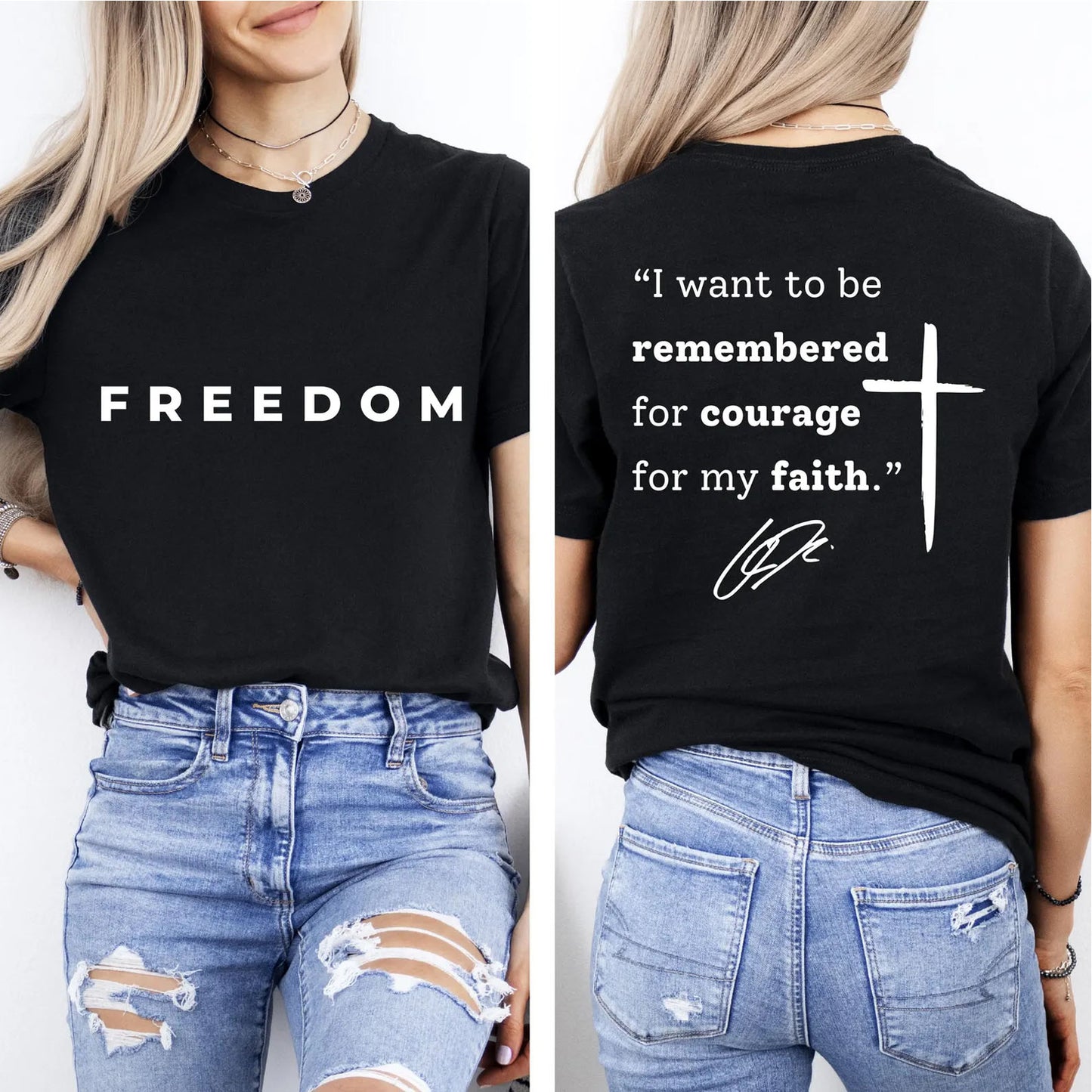 I Want To Be Remembered For Courage For My Faith Charlie Kirk Shirt | Red Freedom Shirt | We Wear Red October 14 Front & Back Shirt 683187