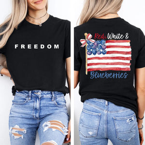 Red White and Blueberries Charlie Kirk Red Shirt | Red Freedom Shirt | We Wear Red Charlie Kirk Birthday October 14 Front & Back Shirt 683185