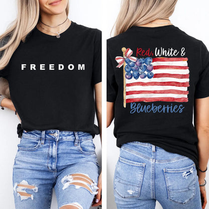 Red White and Blueberries Charlie Kirk Red Shirt | Red Freedom Shirt | We Wear Red Charlie Kirk Birthday October 14 Front & Back Shirt 683185
