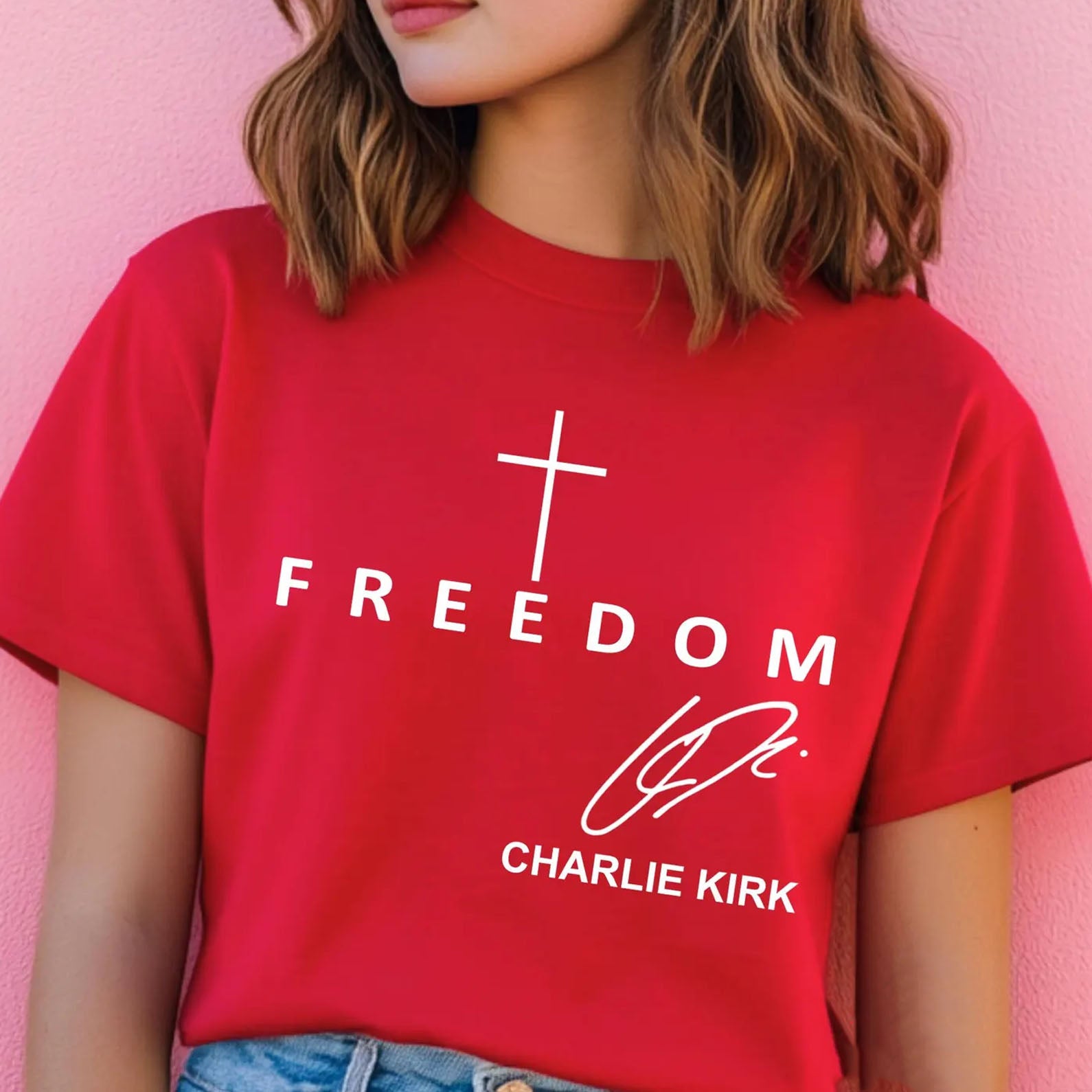 Freedom Charlie Kirk Red Shirt | Red Freedom Shirt | We Wear Red Charlie Kirk Birthday October 14 Shirt 683204