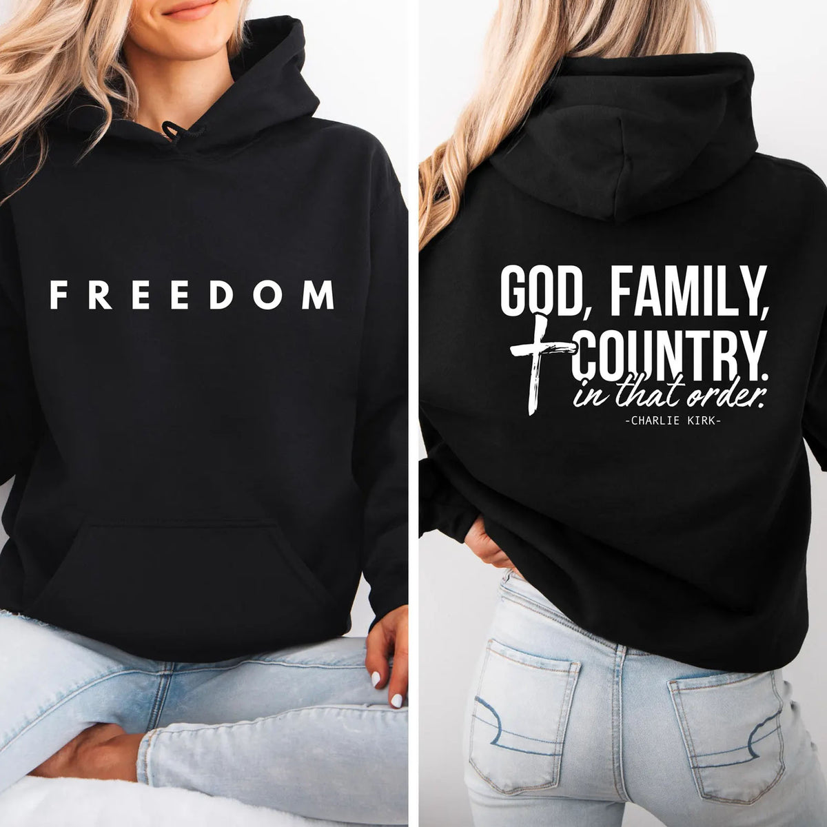 God Family Country Charlie Kirk Red Shirt | Red Freedom Shirt | We Wear Red Charlie Kirk Birthday October 14 Front & Back Shirt 683205