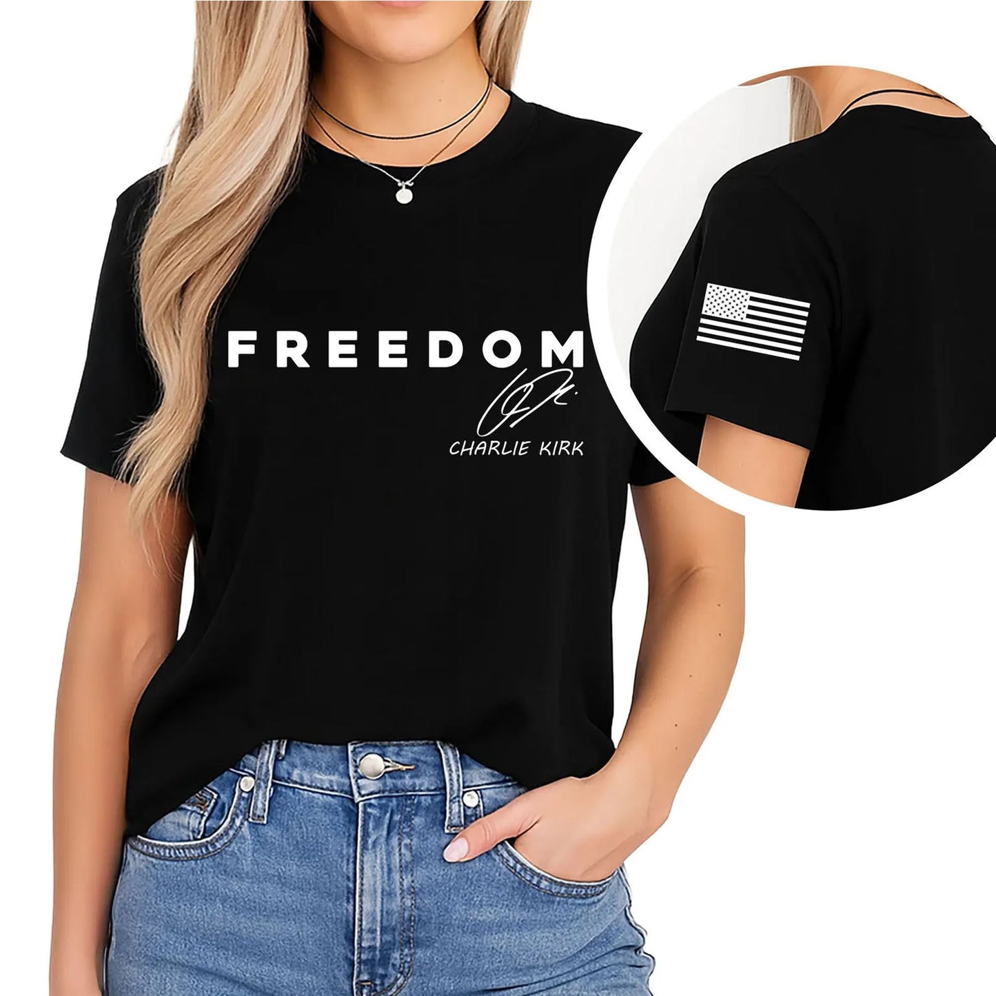 Freedom Charlie Kirk Red Shirt | Red Freedom Shirt | We Wear Red Charlie Kirk Birthday October 14 Sleeve Left Shirt 683207