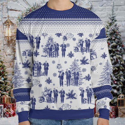 Funny Trump Dancing Toile De Jouy Ugly Sweater, President Donald Trump Christmas All-Over-Printed Sweatshirt, Republican Gift 683511 - GOP