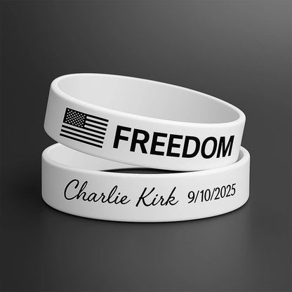 FREEDOM Charlie Kirk Printed Silicone Bracelet | Justice Charlie Kirk Memorial Silicone Wristbands | Charlie Kirk Silicone Wristbands 683133