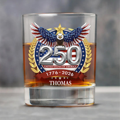 USA 250 Years Of America Whiskey Glass | American Eagle 1776-2026 | 250th Anniversary Whiskey Glass 684354