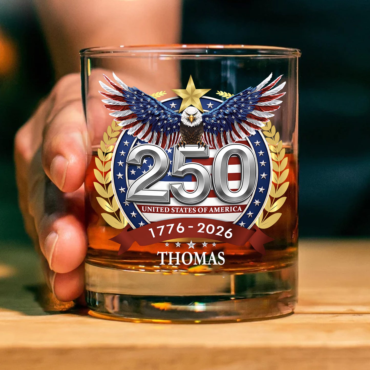 USA 250 Years Of America Whiskey Glass | American Eagle 1776-2026 | 250th Anniversary Whiskey Glass 684354