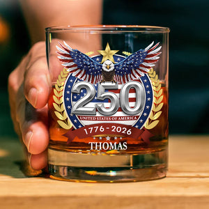 USA 250 Years Of America Whiskey Glass | American Eagle 1776-2026 | 250th Anniversary Whiskey Glass 684354