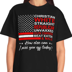 Christian White Straight Republican Shirt | Donald Trump Homage Shirt | Donald Trump Fan Front Shirt T939 - GOP