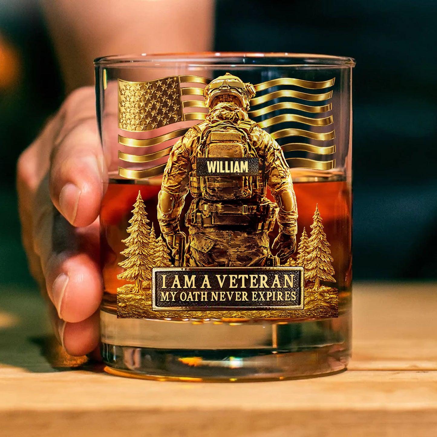 Personalized Soldier Whiskey Decanter Set, Custom Name Military Whiskey Bottle Whiskey Glass 684112