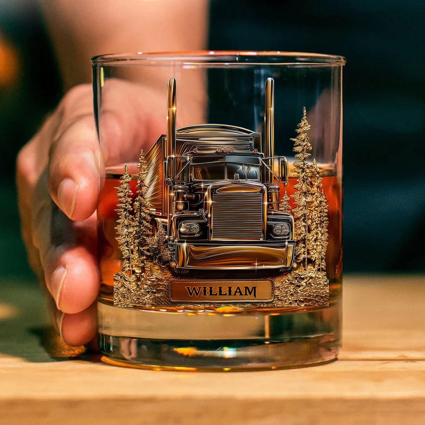Personalized Truck Whiskey Decanter Set, Custom Name Truck Whiskey Bottle Whiskey Glass, Gift for Trucker Drivers 684114